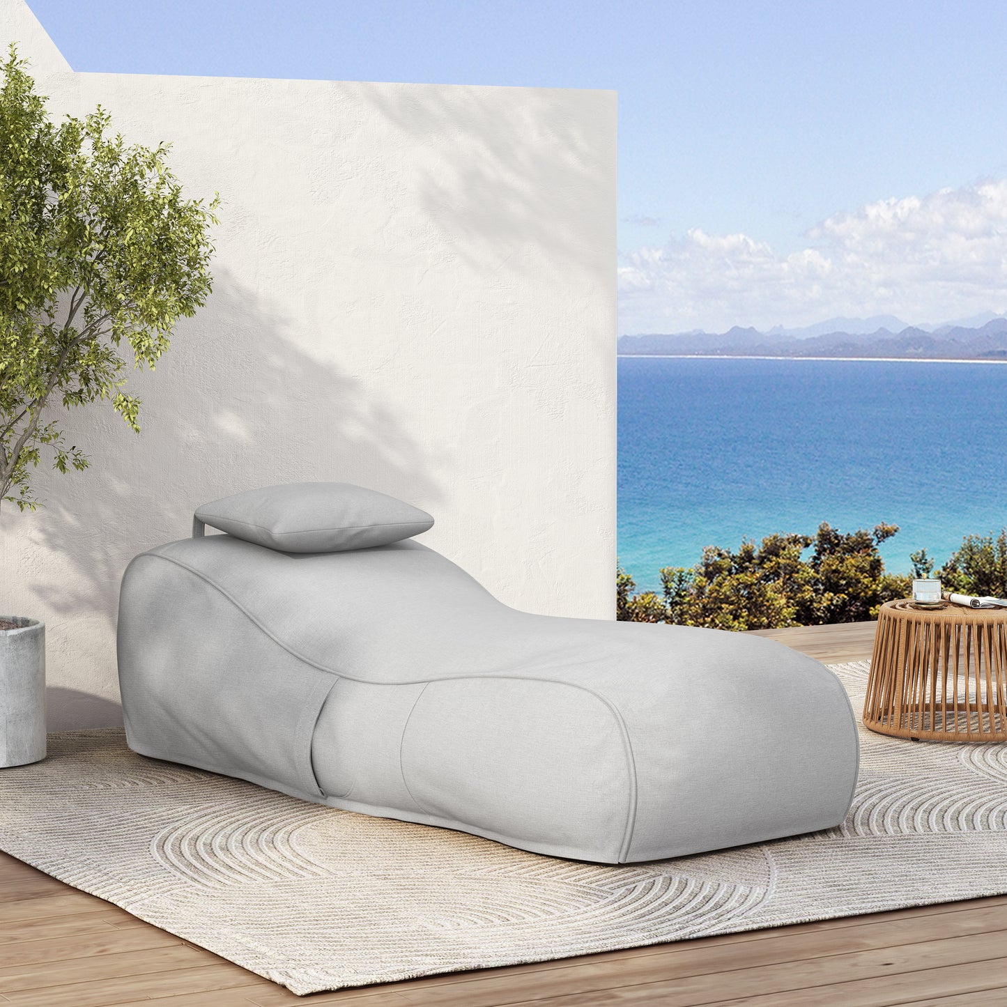 Lemoore Outdoor Bean Bag Lounge Chair,Sleek Ergonomic Design