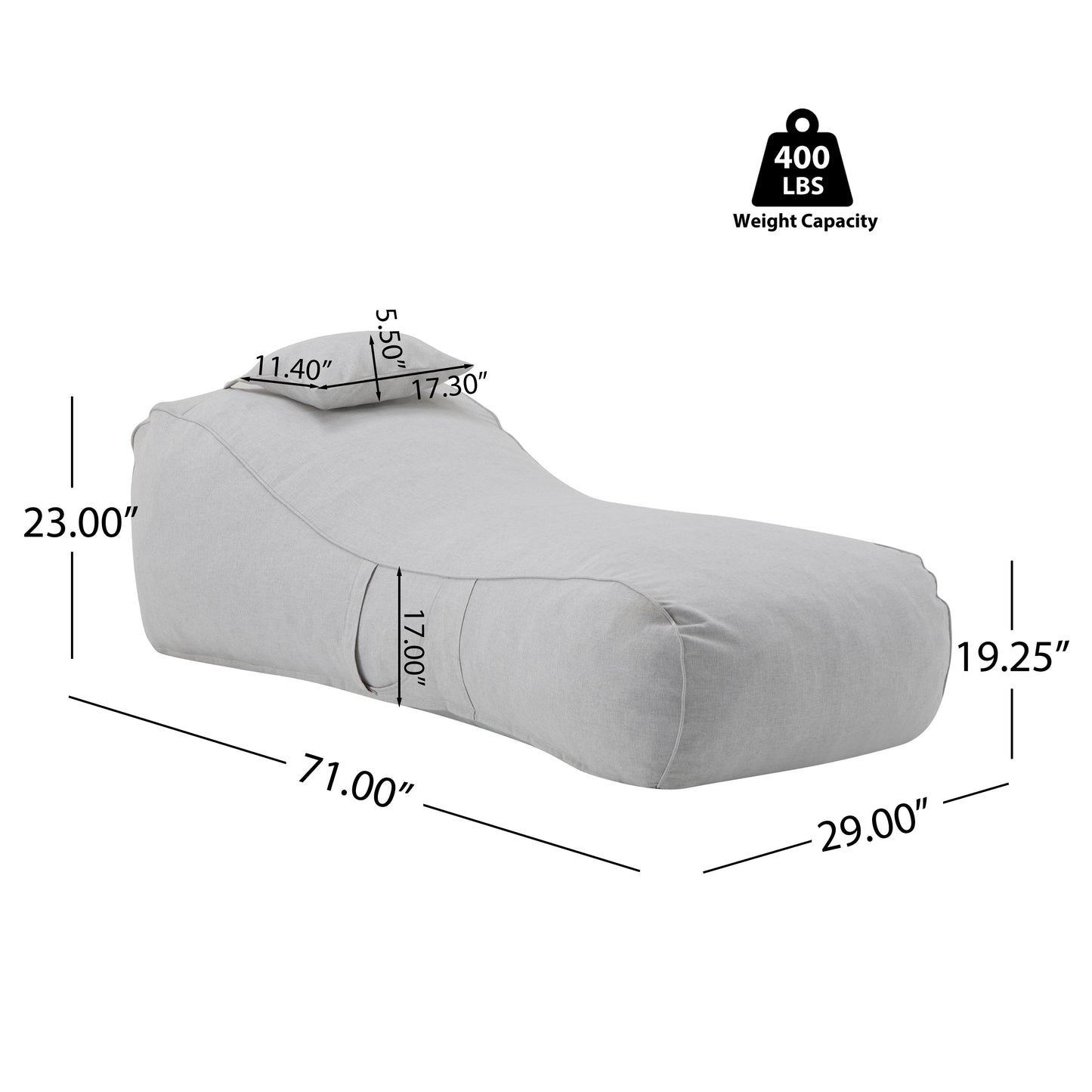 Lemoore Outdoor Bean Bag Lounge Chair,Sleek Ergonomic Design