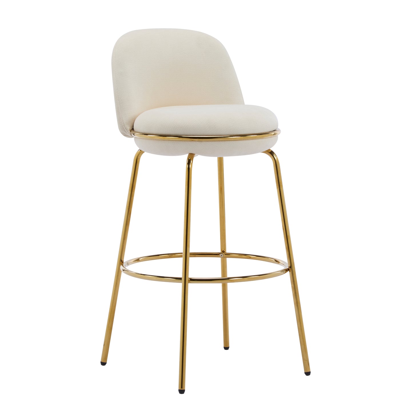 Rio Claro Indoor Metal Upholstered Barstool, Gold Finished Frame and Upholstery, Set of 2
