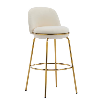 Rio Claro Indoor Metal Upholstered Barstool, Gold Finished Frame and Upholstery, Set of 2