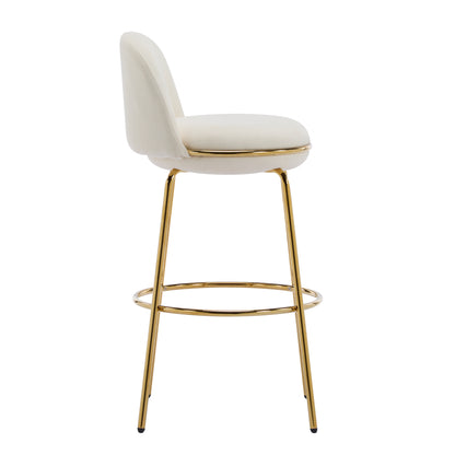 Rio Claro Indoor Metal Upholstered Barstool, Gold Finished Frame and Upholstery, Set of 2