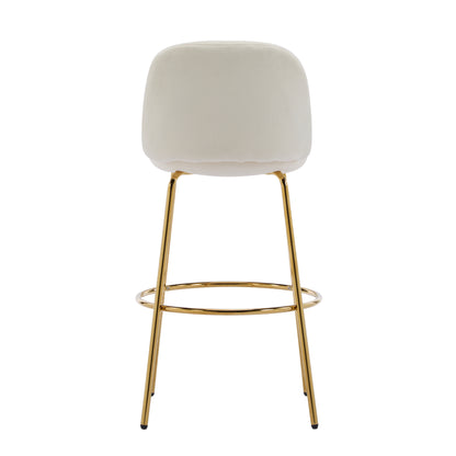 Rio Claro Indoor Metal Upholstered Barstool, Gold Finished Frame and Upholstery, Set of 2