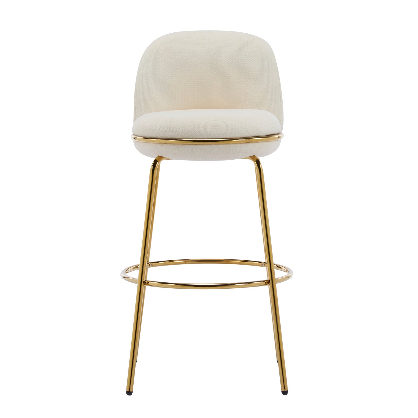 Rio Claro Indoor Metal Upholstered Barstool, Gold Finished Frame and Upholstery, Set of 2