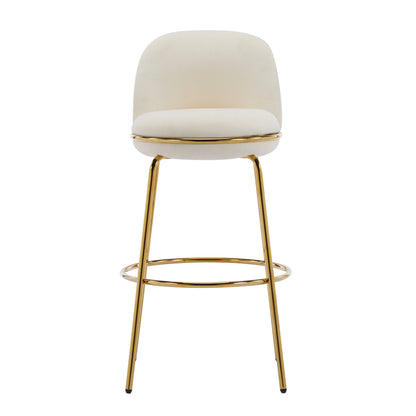 Rio Claro Indoor Metal Upholstered Barstool, Gold Finished Frame and Upholstery, Set of 2
