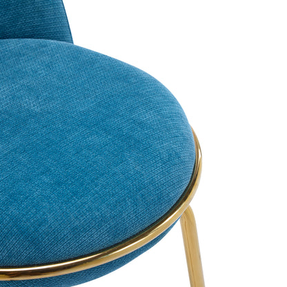 Rio Claro Indoor Metal Upholstered Barstool, Gold Finished Frame and Upholstery, Set of 2