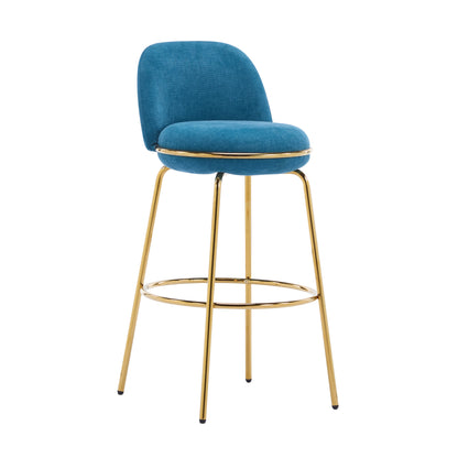 Rio Claro Indoor Metal Upholstered Barstool, Gold Finished Frame and Upholstery, Set of 2