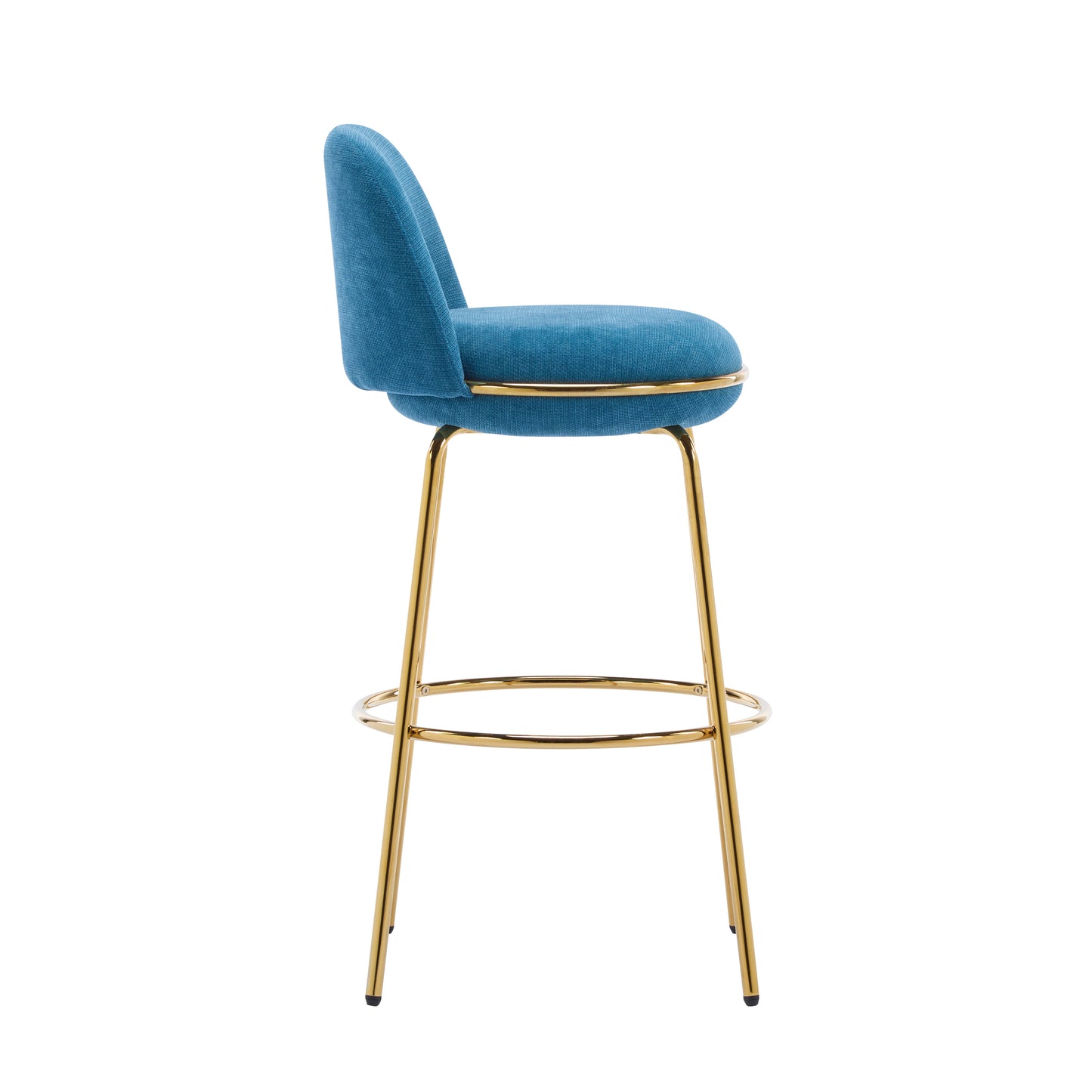 Rio Claro Indoor Metal Upholstered Barstool, Gold Finished Frame and Upholstery, Set of 2