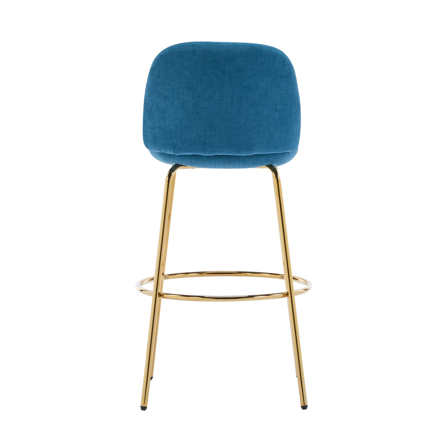 Rio Claro Indoor Metal Upholstered Barstool, Gold Finished Frame and Upholstery, Set of 2