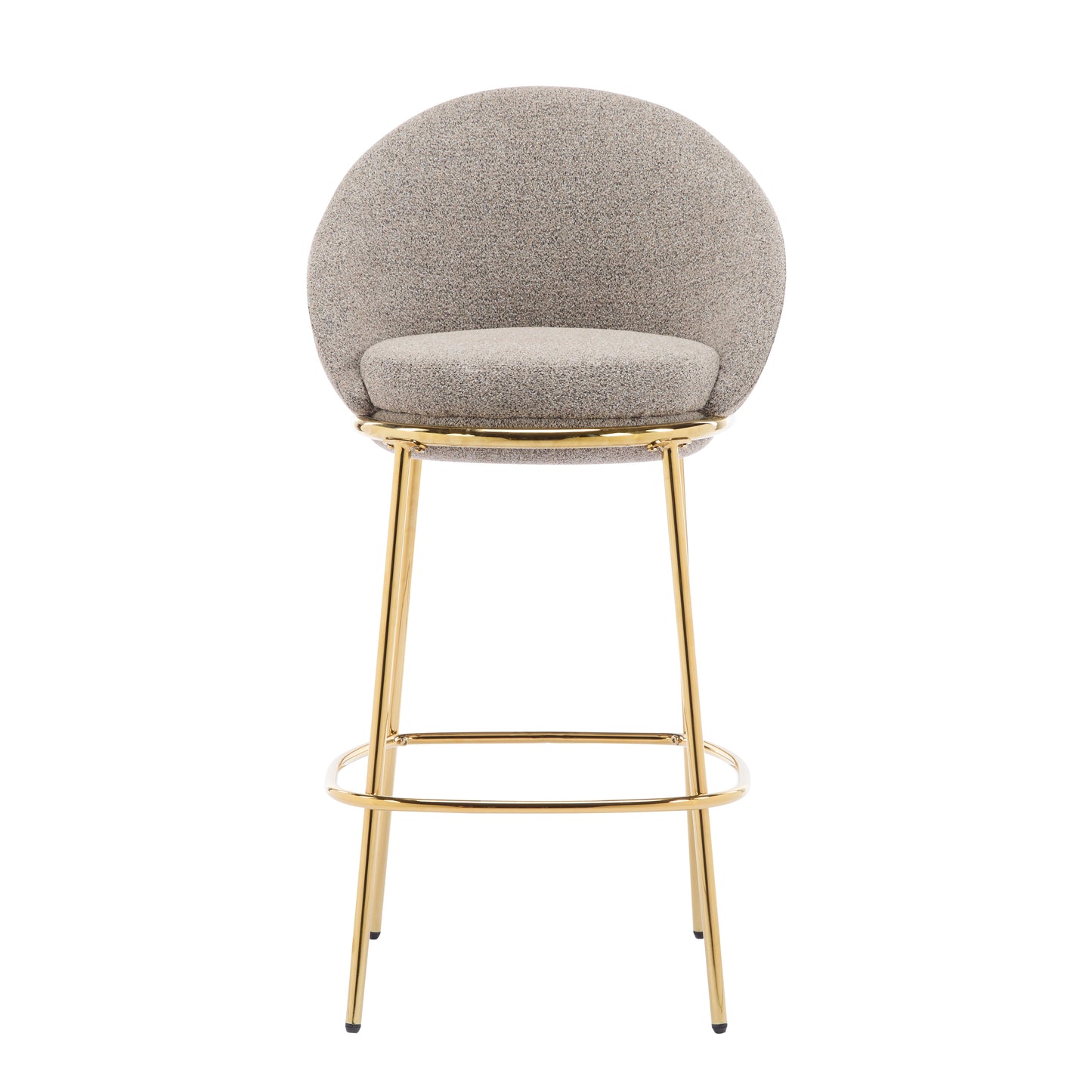 Celano Indoor Metal Upholstered Barstool, Gold-Plated Frame and Upholstery, Set of 2