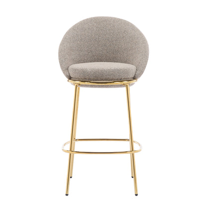 Celano Indoor Metal Upholstered Barstool, Gold-Plated Frame and Upholstery, Set of 2
