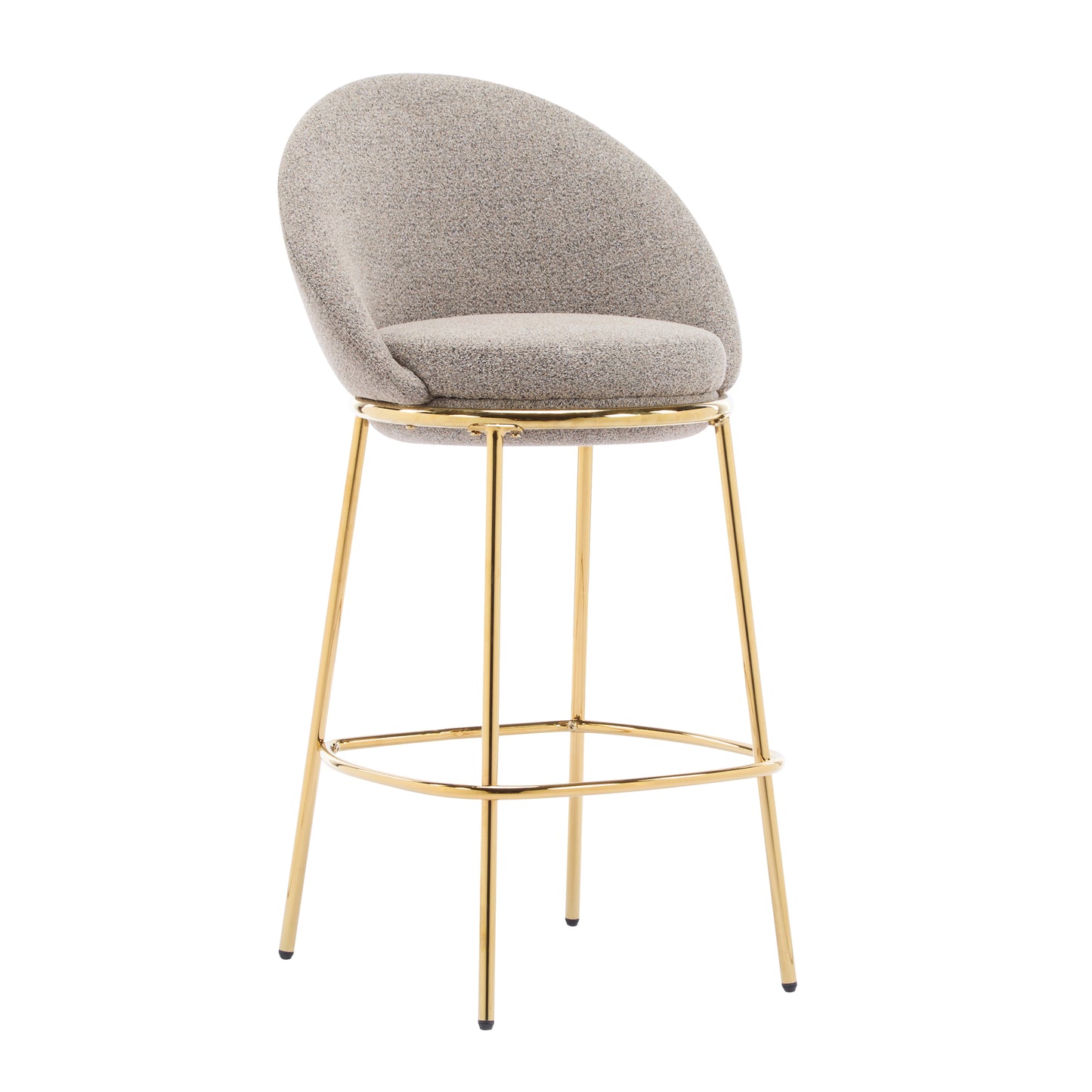 Celano Indoor Metal Upholstered Barstool, Gold-Plated Frame and Upholstery, Set of 2