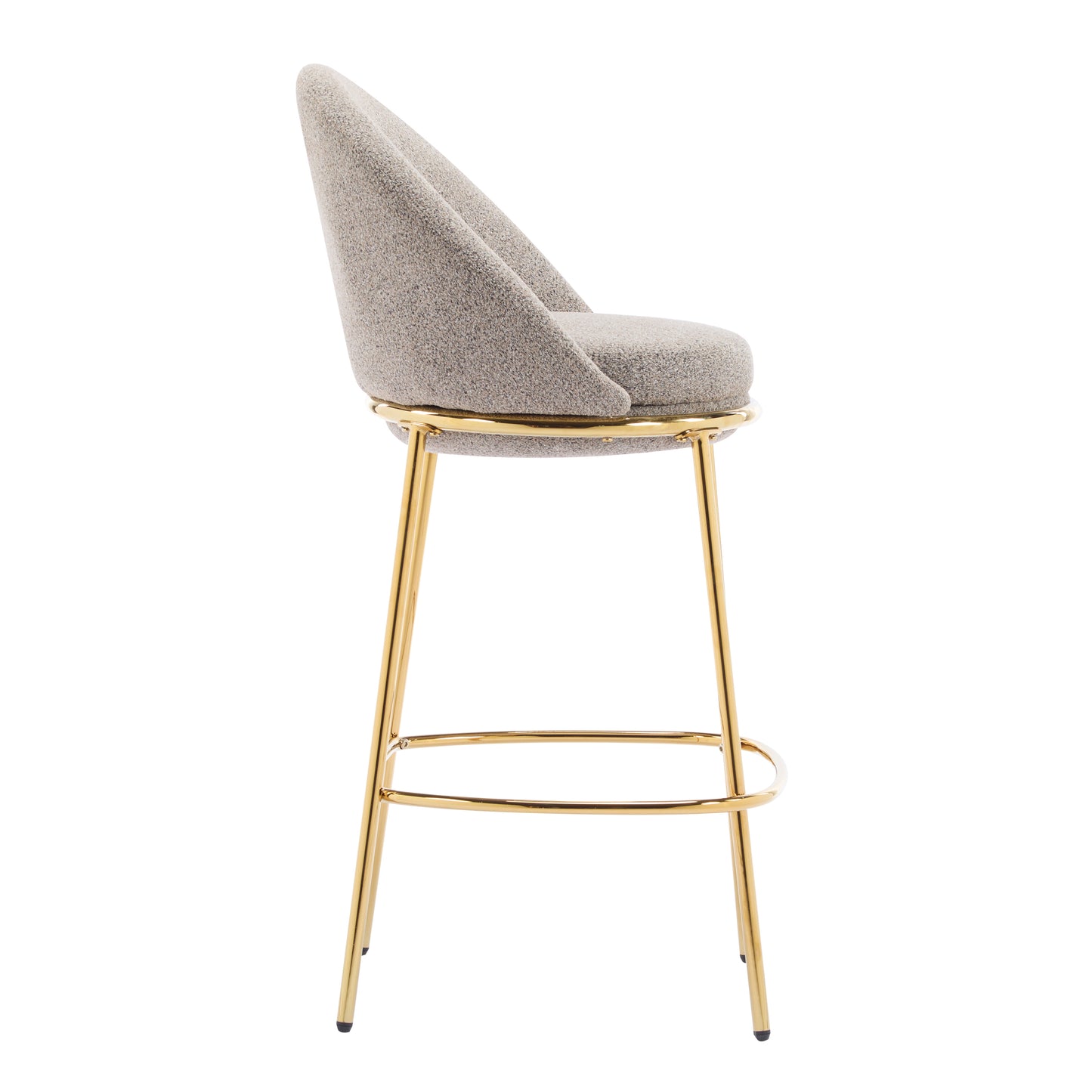Celano Indoor Metal Upholstered Barstool, Gold-Plated Frame and Upholstery, Set of 2