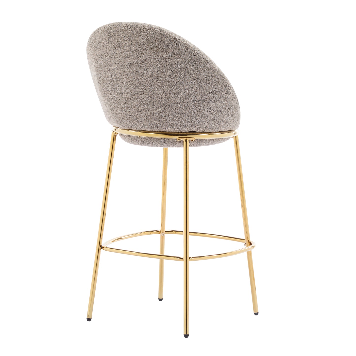 Celano Indoor Metal Upholstered Barstool, Gold-Plated Frame and Upholstery, Set of 2