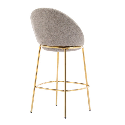 Celano Indoor Metal Upholstered Barstool, Gold-Plated Frame and Upholstery, Set of 2