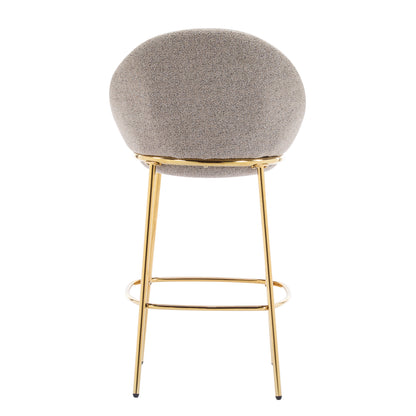 Celano Indoor Metal Upholstered Barstool, Gold-Plated Frame and Upholstery, Set of 2
