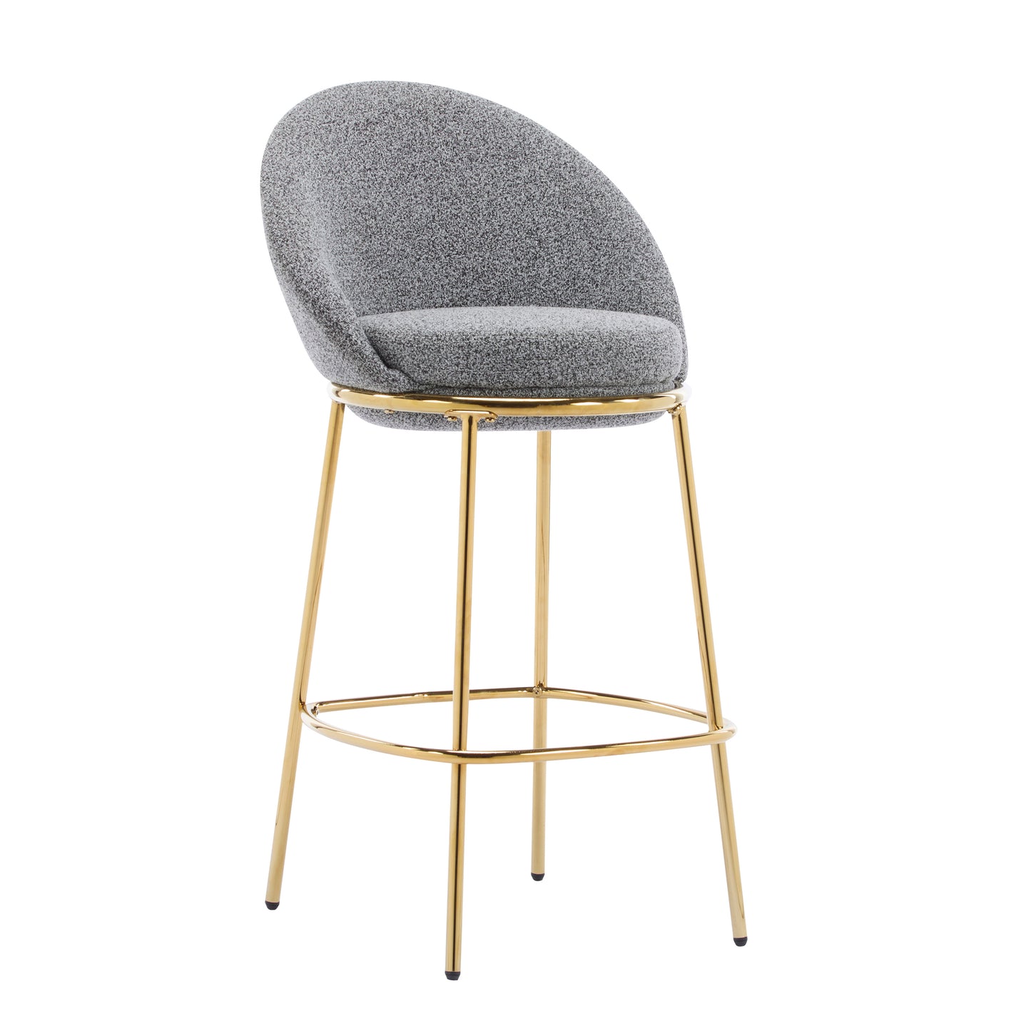 Celano Indoor Metal Upholstered Barstool, Gold-Plated Frame and Upholstery, Set of 2