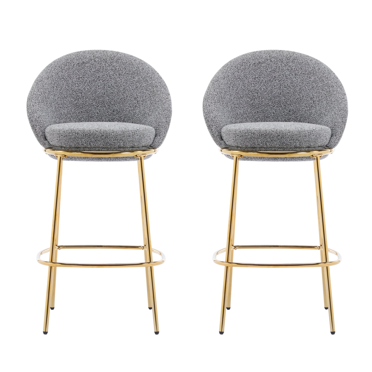 Celano Indoor Metal Upholstered Barstool, Gold-Plated Frame and Upholstery, Set of 2