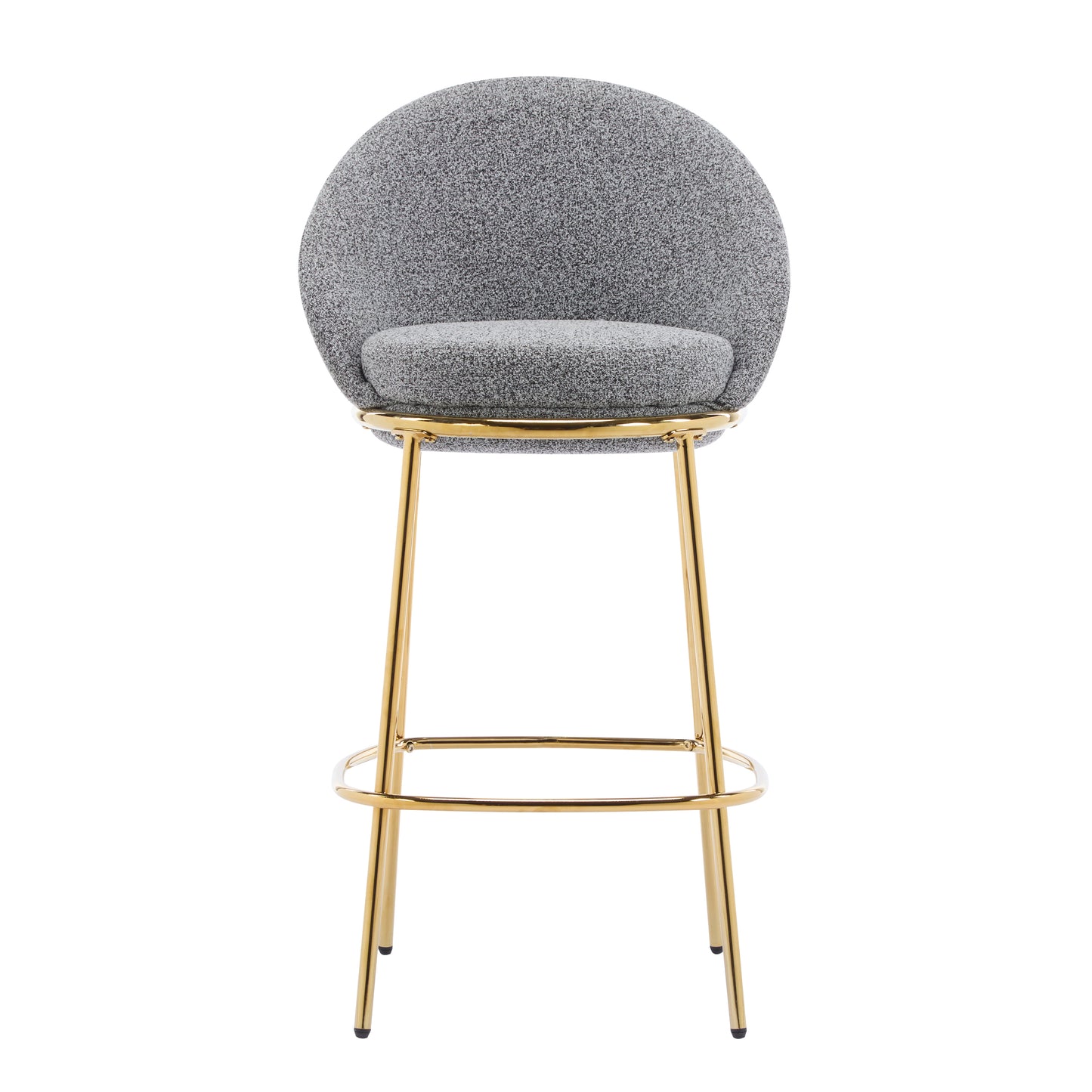 Celano Indoor Metal Upholstered Barstool, Gold-Plated Frame and Upholstery, Set of 2