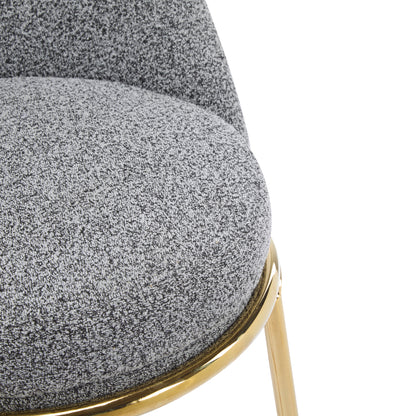 Celano Indoor Metal Upholstered Barstool, Gold-Plated Frame and Upholstery, Set of 2