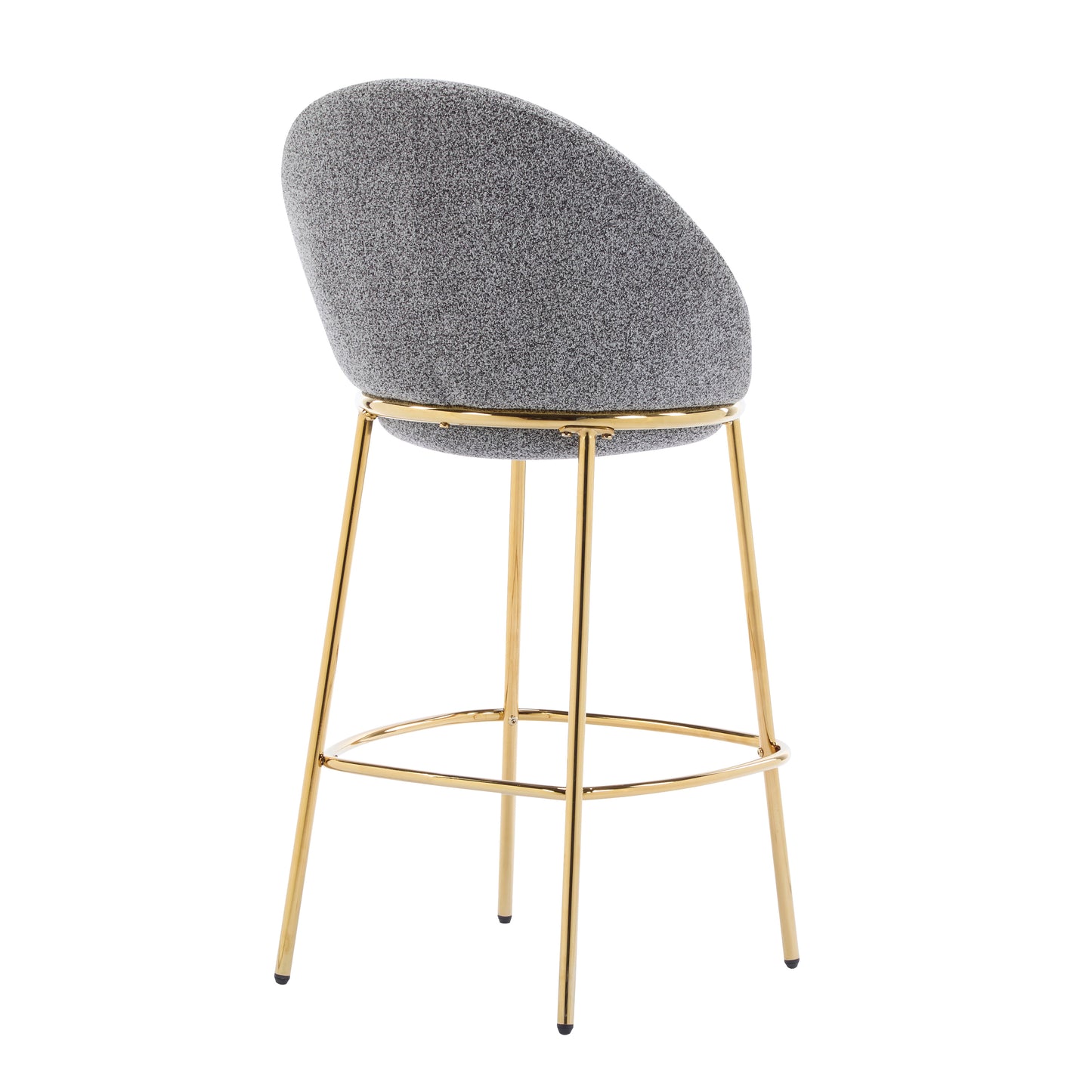 Celano Indoor Metal Upholstered Barstool, Gold-Plated Frame and Upholstery, Set of 2