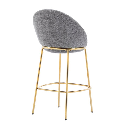 Celano Indoor Metal Upholstered Barstool, Gold-Plated Frame and Upholstery, Set of 2