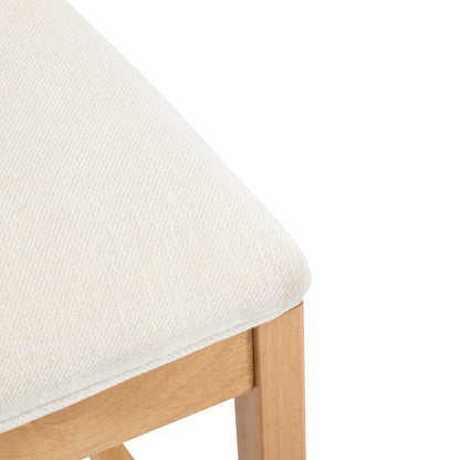 Tatti Indoor Wooden Counter stool, Wood Frame with Beige Upholstery, Set of 2