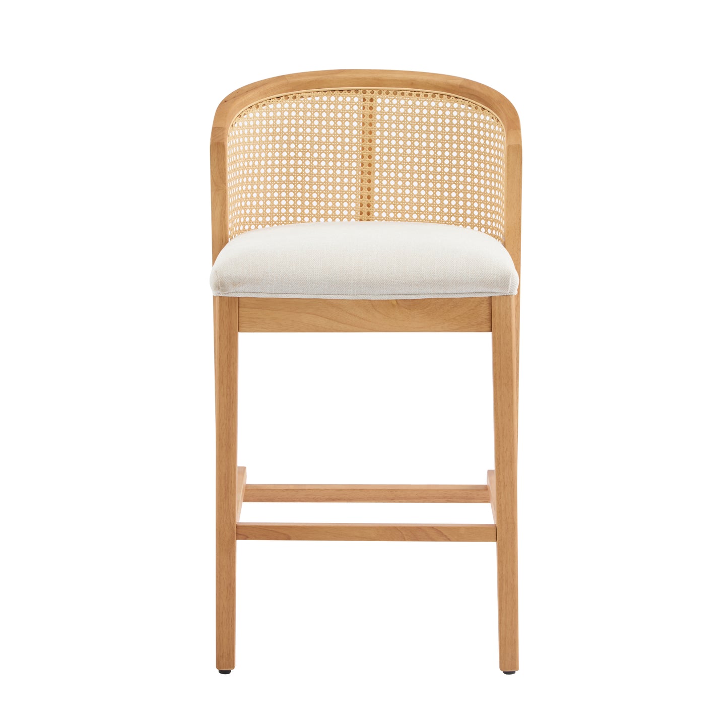 Tatti Indoor Wooden Counter stool, Wood Frame with Beige Upholstery, Set of 2