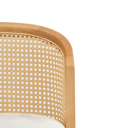 Tatti Indoor Wooden Counter stool, Wood Frame with Beige Upholstery, Set of 2