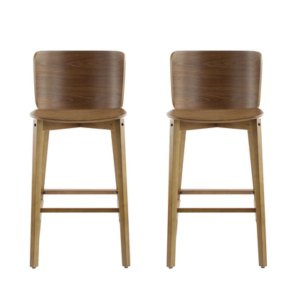Pario Indoor Wooden Barstool, Walnut Finished, Set of 2