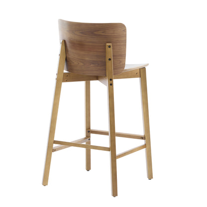 Pario Indoor Wooden Barstool, Walnut Finished, Set of 2