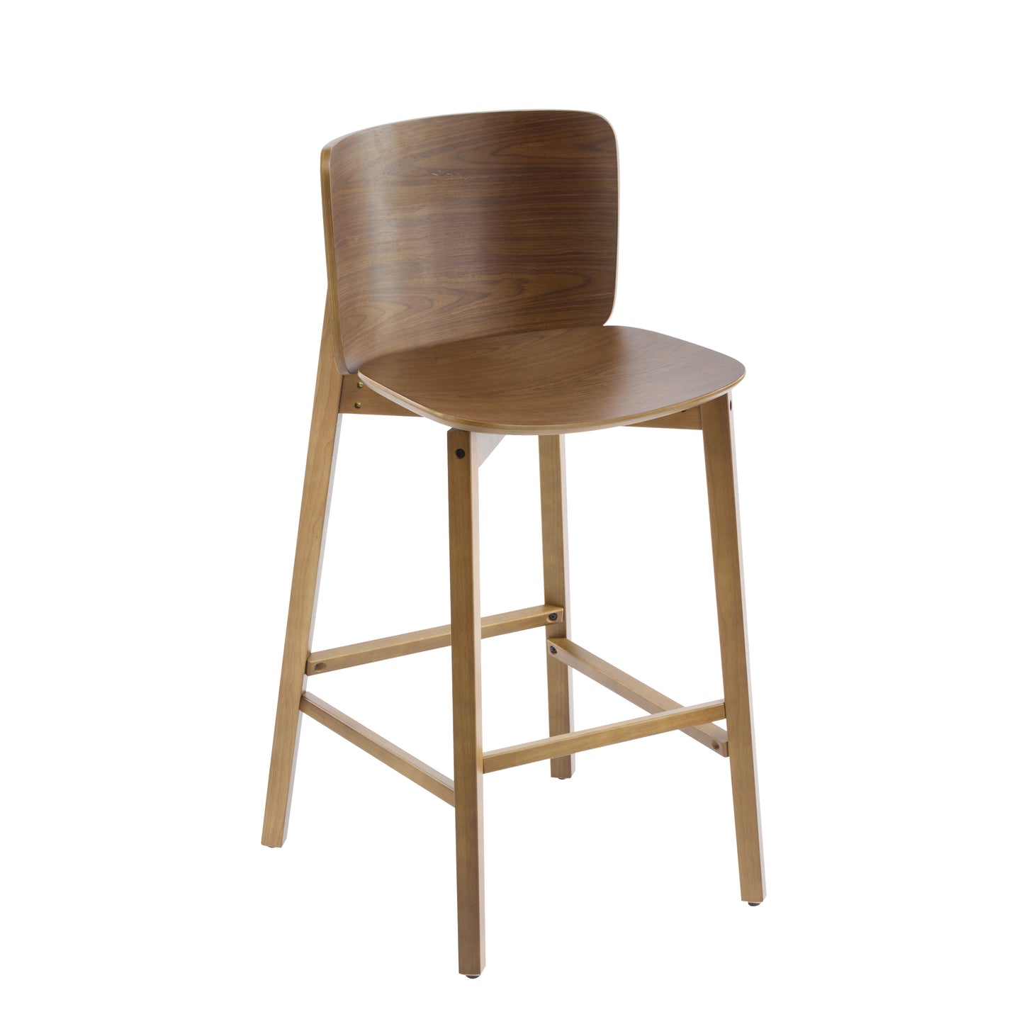 Pario Indoor Wooden Barstool, Walnut Finished, Set of 2