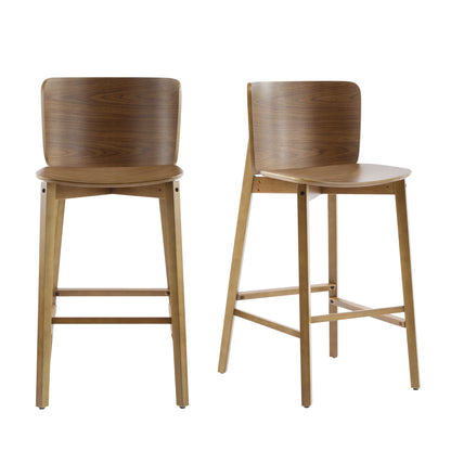 Pario Indoor Wooden Barstool, Walnut Finished, Set of 2