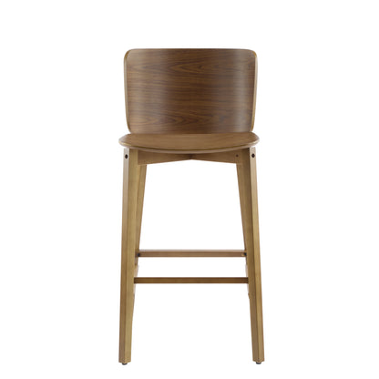 Pario Indoor Wooden Barstool, Walnut Finished, Set of 2