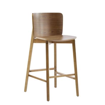 Pario Indoor Wooden Barstool, Walnut Finished, Set of 2