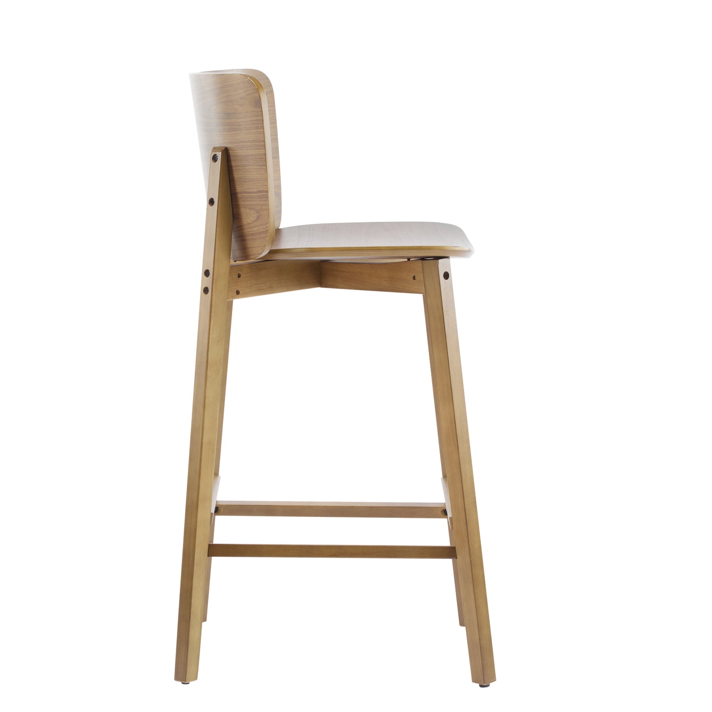 Pario Indoor Wooden Barstool, Walnut Finished, Set of 2