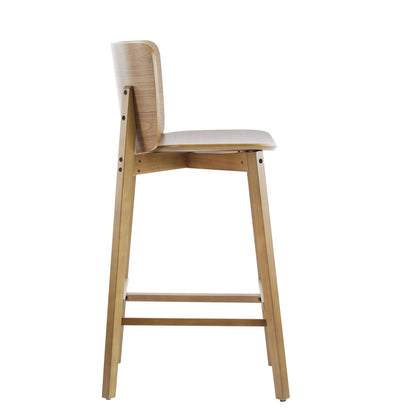 Pario Indoor Wooden Barstool, Walnut Finished, Set of 2