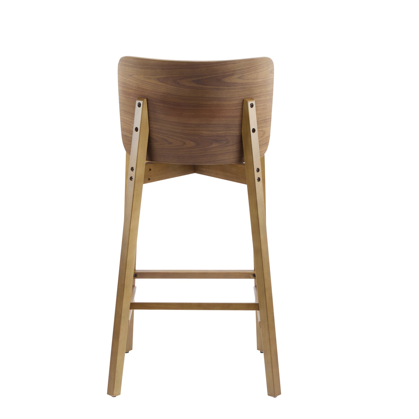 Pario Indoor Wooden Barstool, Walnut Finished, Set of 2