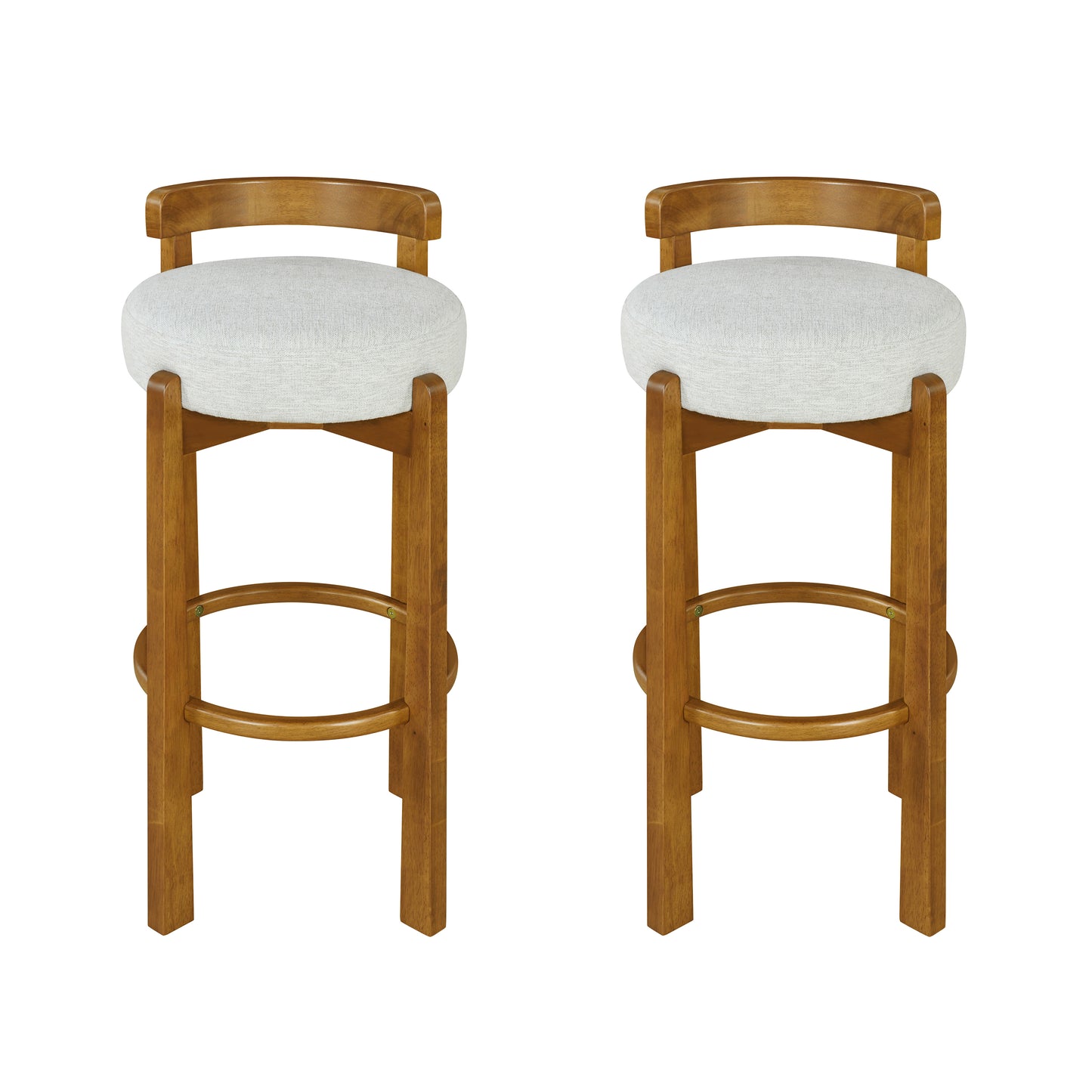 Eliser Indoor Wooden Low Back Barstool and Upholstery, Set of 2