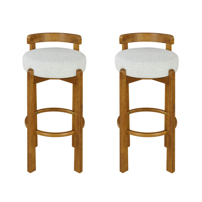 Eliser Indoor Wooden Low Back Barstool and Upholstery, Set of 2