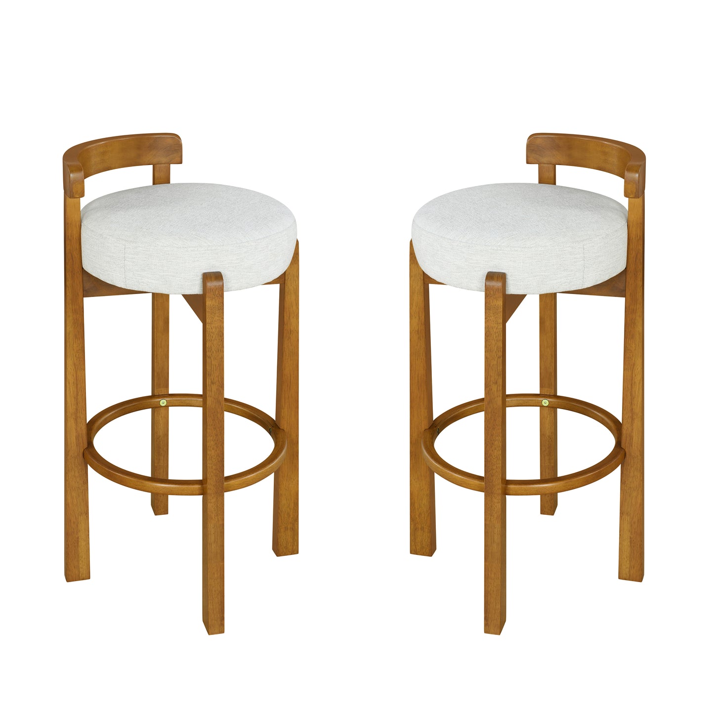 Eliser Indoor Wooden Low Back Barstool and Upholstery, Set of 2