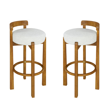 Eliser Indoor Wooden Low Back Barstool and Upholstery, Set of 2