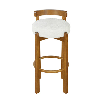 Eliser Indoor Wooden Low Back Barstool and Upholstery, Set of 2