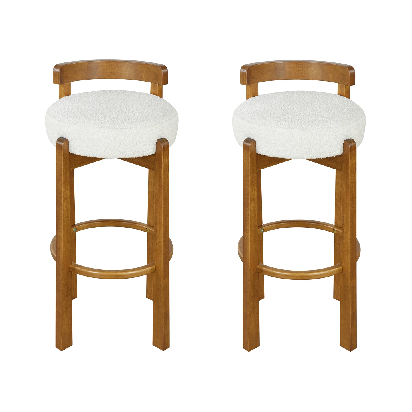 Eliser Indoor Wooden Low Back Barstool and Upholstery, Set of 2