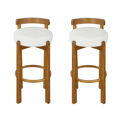 Eliser Indoor Wooden Low Back Barstool and Upholstery, Set of 2