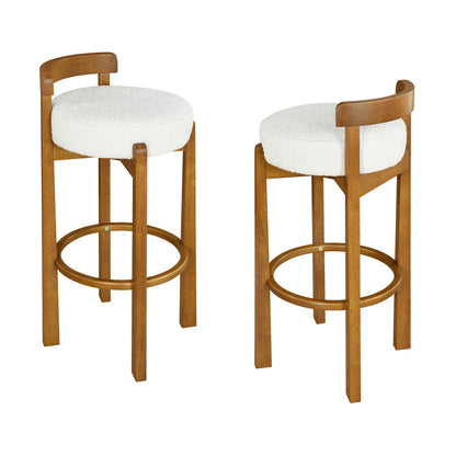 Eliser Indoor Wooden Low Back Barstool and Upholstery, Set of 2