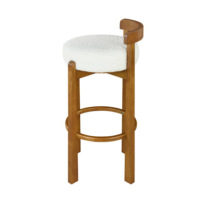 Eliser Indoor Wooden Low Back Barstool and Upholstery, Set of 2