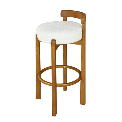 Eliser Indoor Wooden Low Back Barstool and Upholstery, Set of 2