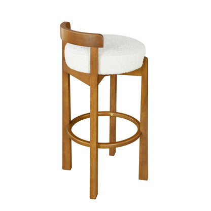 Eliser Indoor Wooden Low Back Barstool and Upholstery, Set of 2
