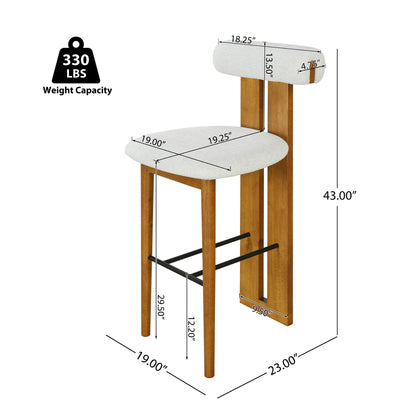 Renee Indoor Wooden Upholstered Barstool and Upholstery, Set of 2