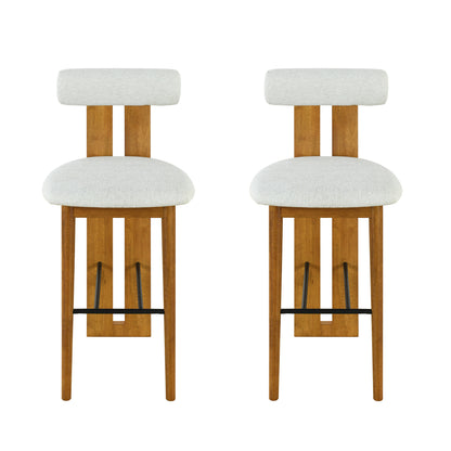 Renee Indoor Wooden Upholstered Barstool and Upholstery, Set of 2